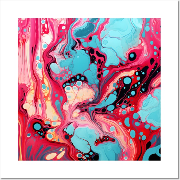 Turquoise and Magenta Fluid Dynamics Wall Art by AbstractGuy